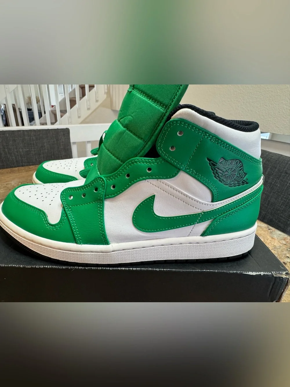 Jordan 1 Mid Lucky Green. Size 9M/10.5W. Pre-owned. Excellent Condition